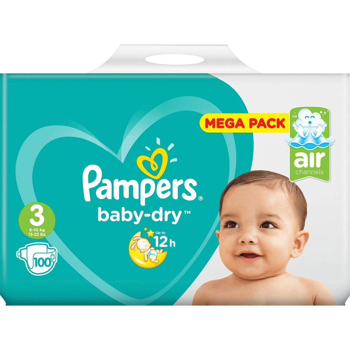 PAMPERS Baby-dry mega pack couches taille 3 (5-9kg) 100 couches