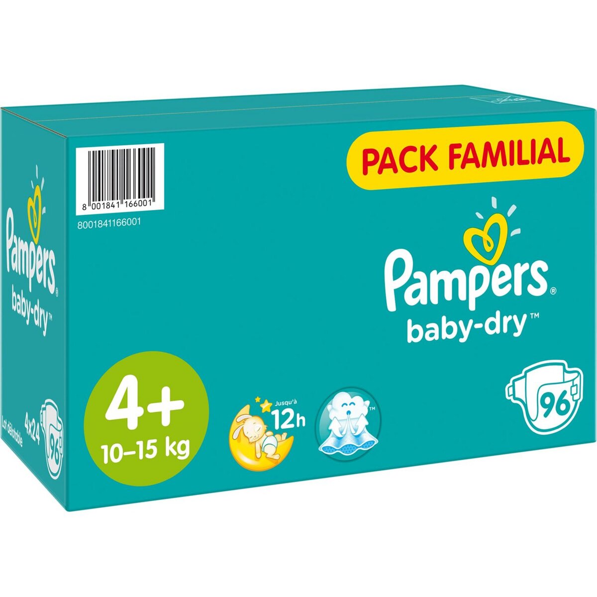 PAMPERS Pampers Baby-dry couches pack familial taille 4+ (10-15kg) x96 96 couches