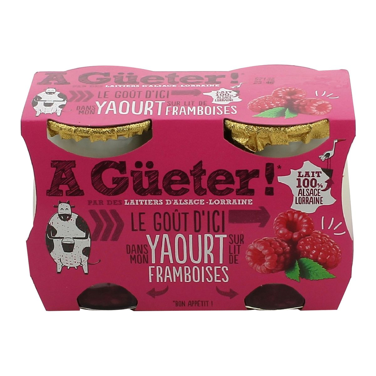 GUETER Yaourt brassé sur lit de framboise 2x125g