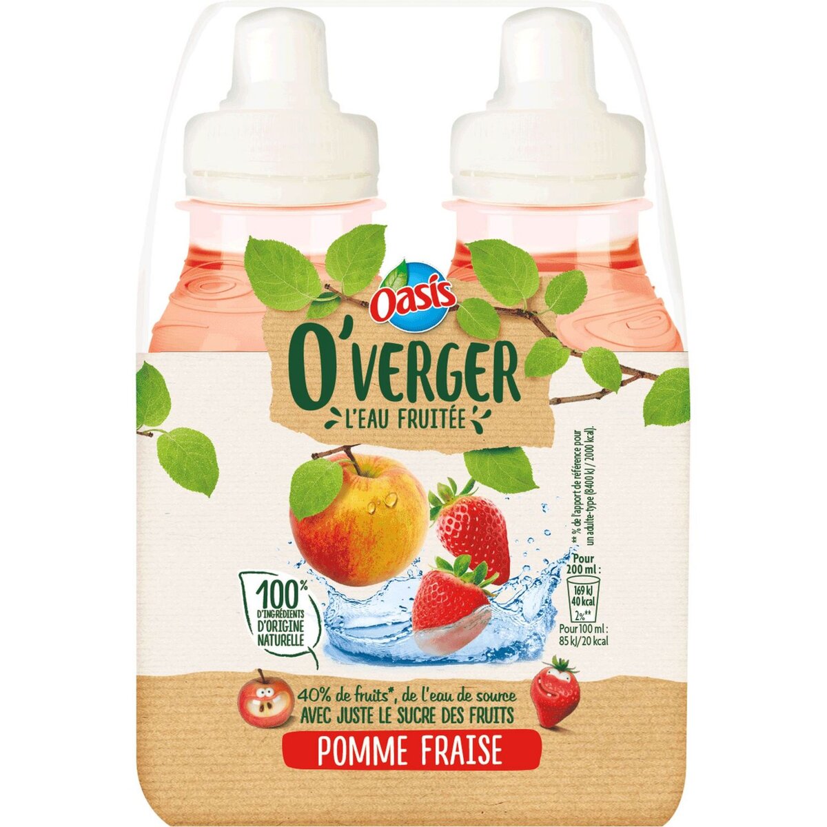 OASIS O'Verger eau fruitée saveur pomme fraise 4x20cl