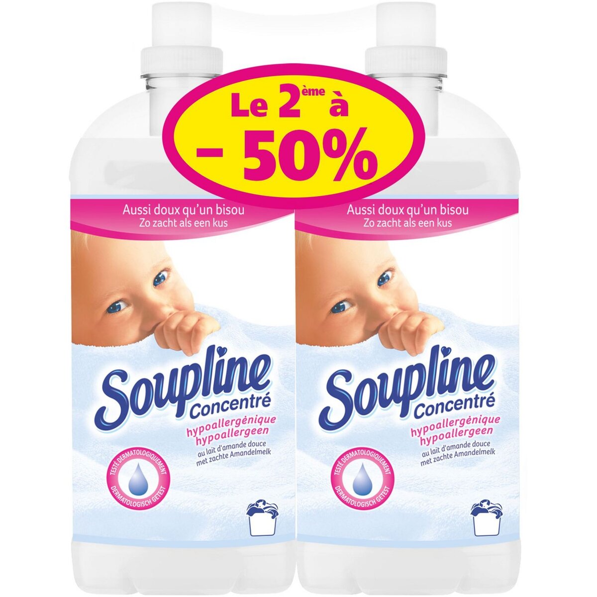 SOUPLINE Soupline concentré hypoallergénique 2x1,3l dont 50% sur 2ème