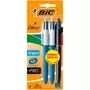 BIC Lot de 3 stylos bille rétractables 4 couleurs pointe moyenne 1mm