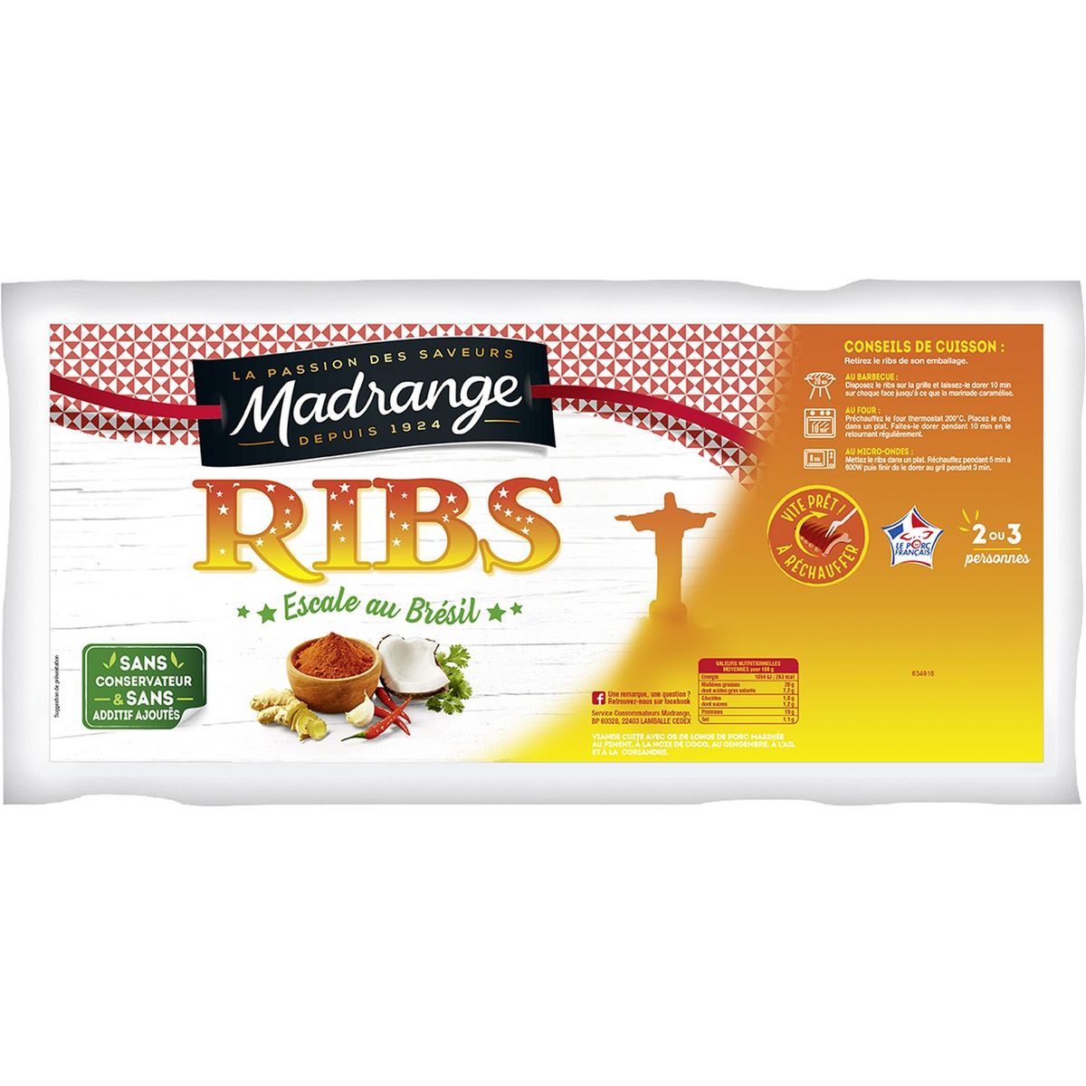 MADRANGE Ribs saveur escale au Brésil 650g