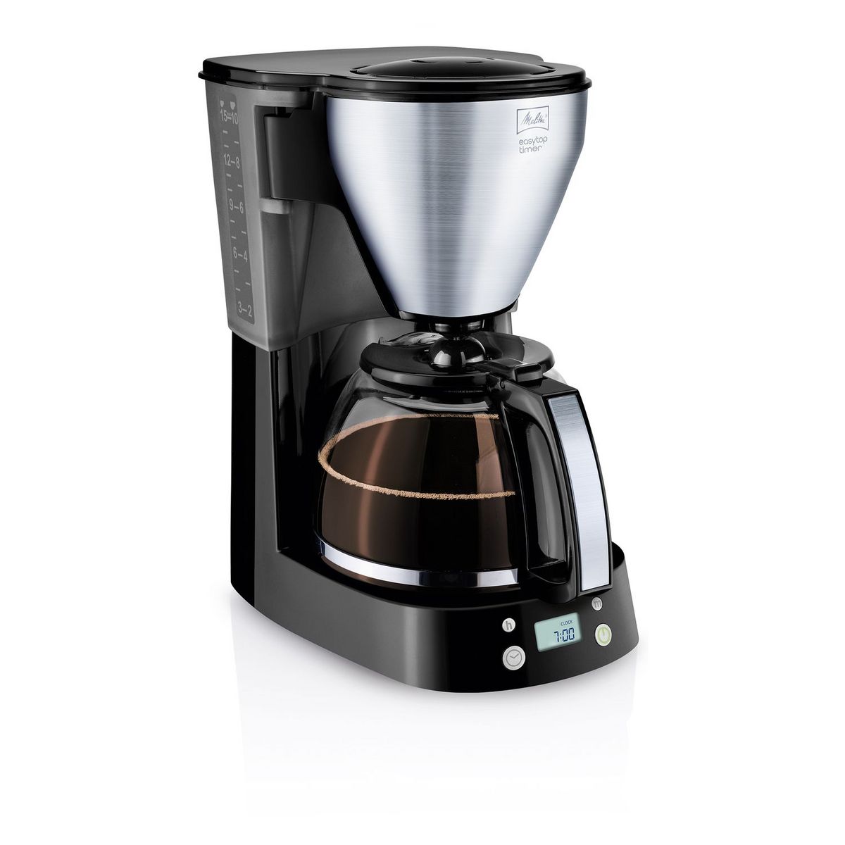 MELITTA Cafetiere programmable Easy Top Timer 1010-15 Noir/Acier Brossé