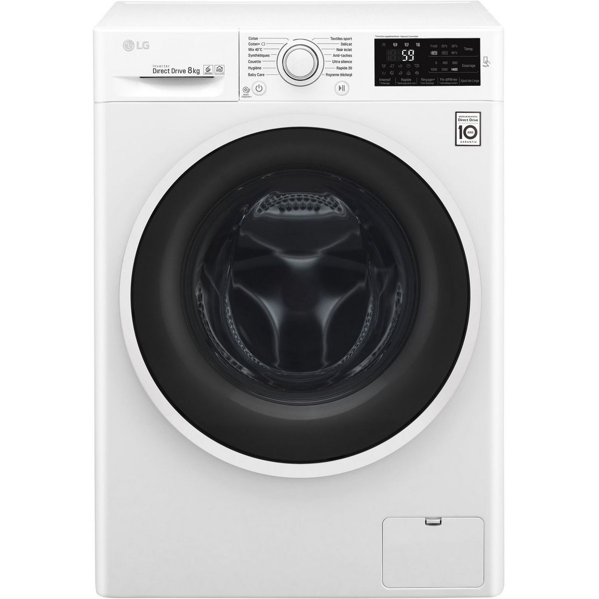 LG Lave-linge hublot F84J60WH, 8 kg, 1400 T/min