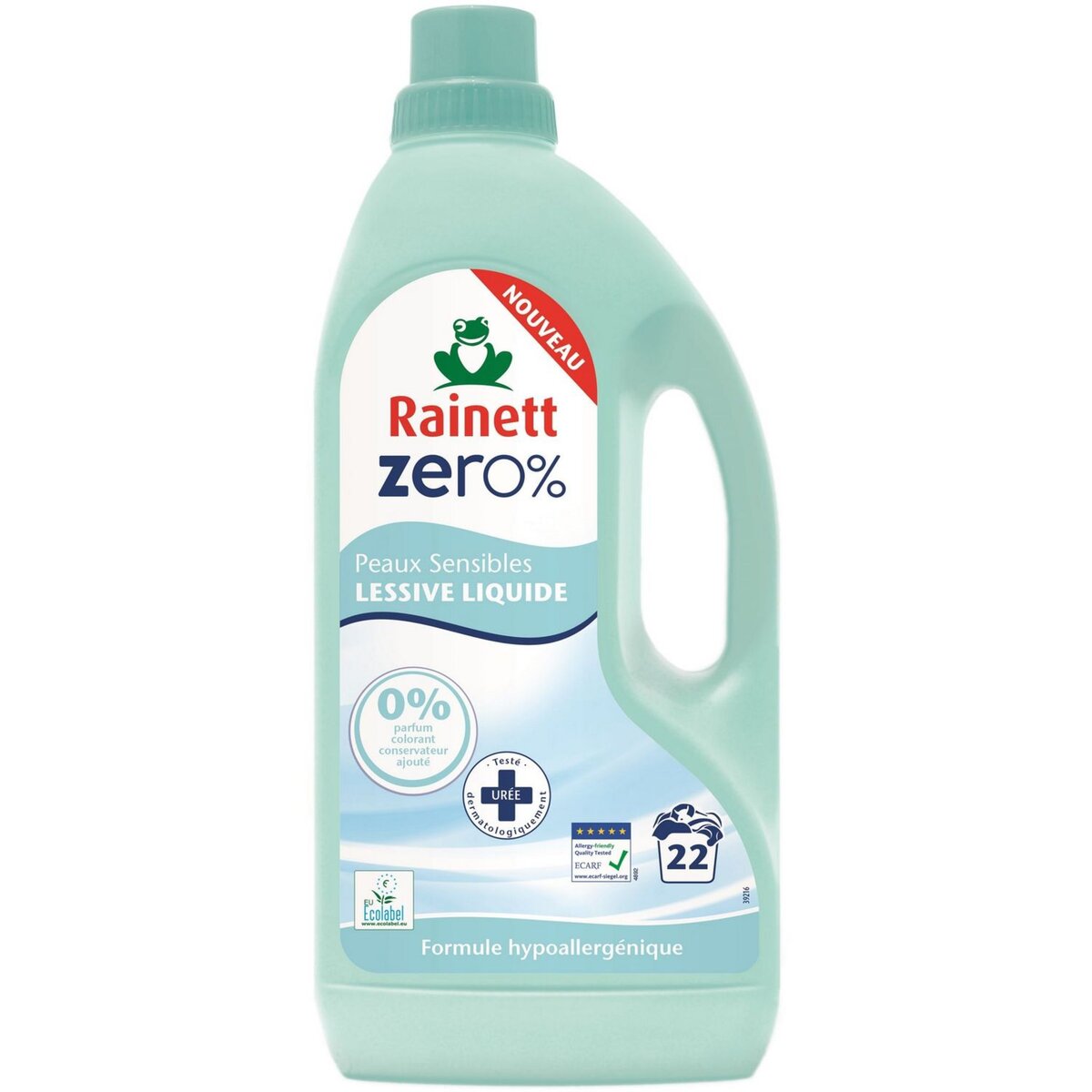 Lessive liquide 0% peaux sensibles, Rainett (1,5 L = 22 lavages