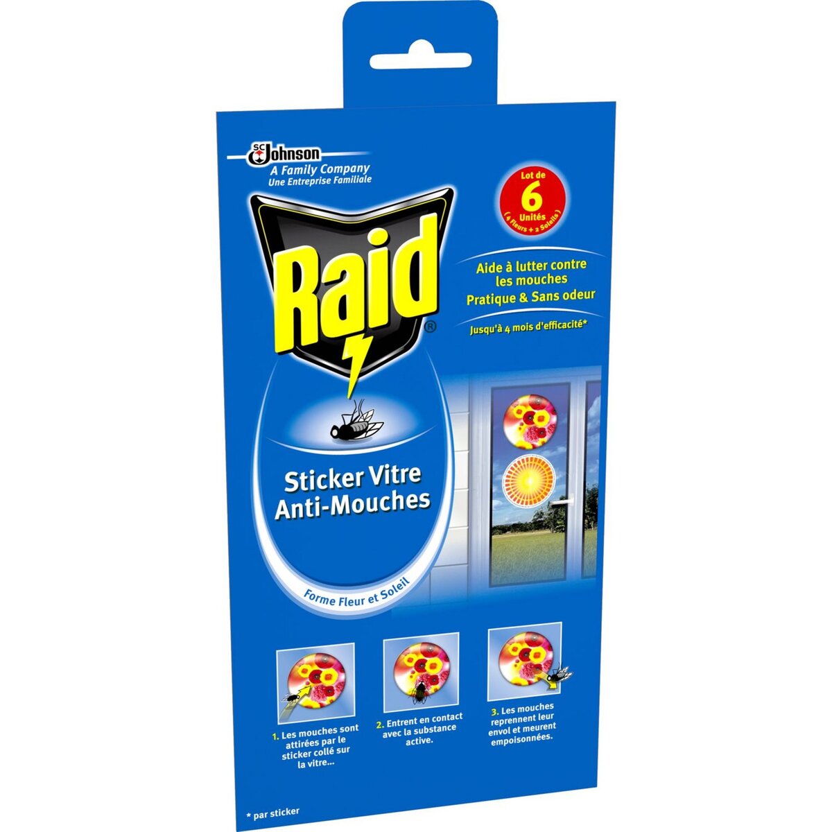 RAID Stickers fleurs vitre anti-mouches efficace 6x4 mois 6