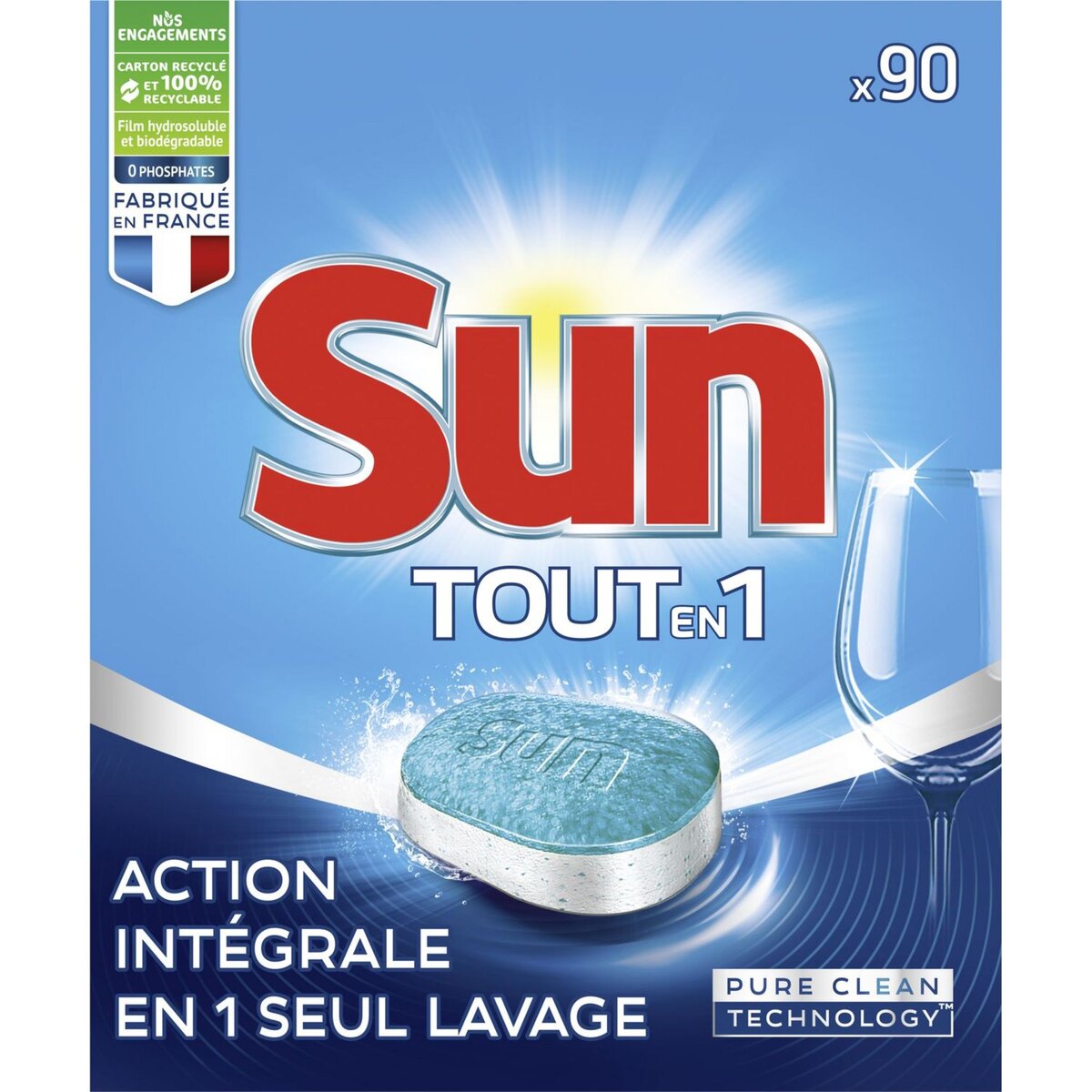 SUN Tablettes lave-vaisselle tout-en-1 90 lavages 90 tablettes