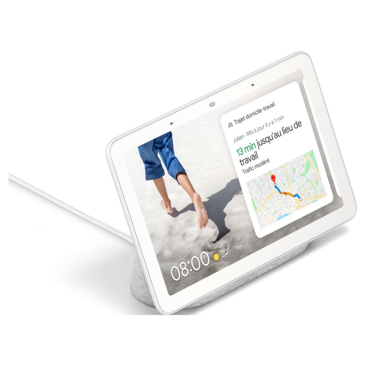 GOOGLE Assistant vocal Nest Hub - Chalk - Gris clair