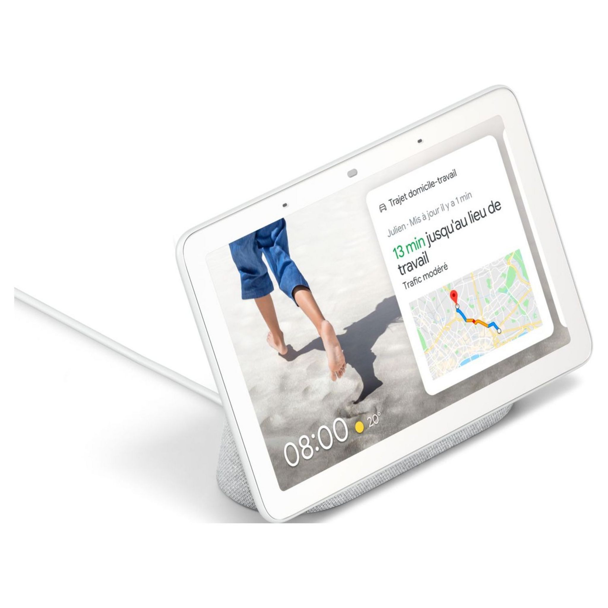 Voir la diapositive 3 : GOOGLE Assistant vocal Nest Hub - Chalk - Gris clair