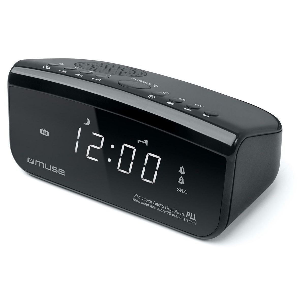 MUSE Radio-réveil avec port USB de chargement - Noir - M-16 CR