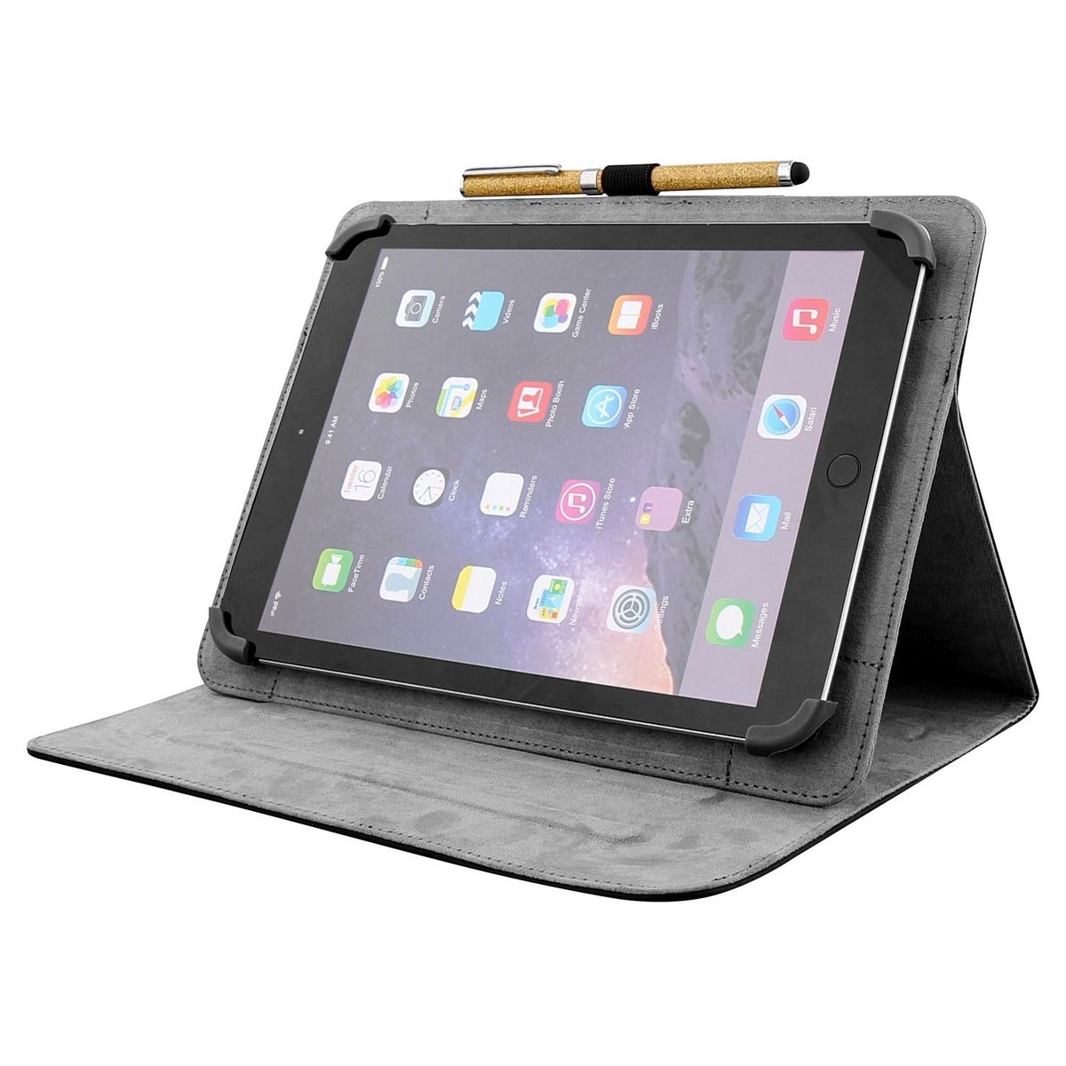 TNB Etui pour tablette et Stylet Stylo sur le thème Travel Noir et liège