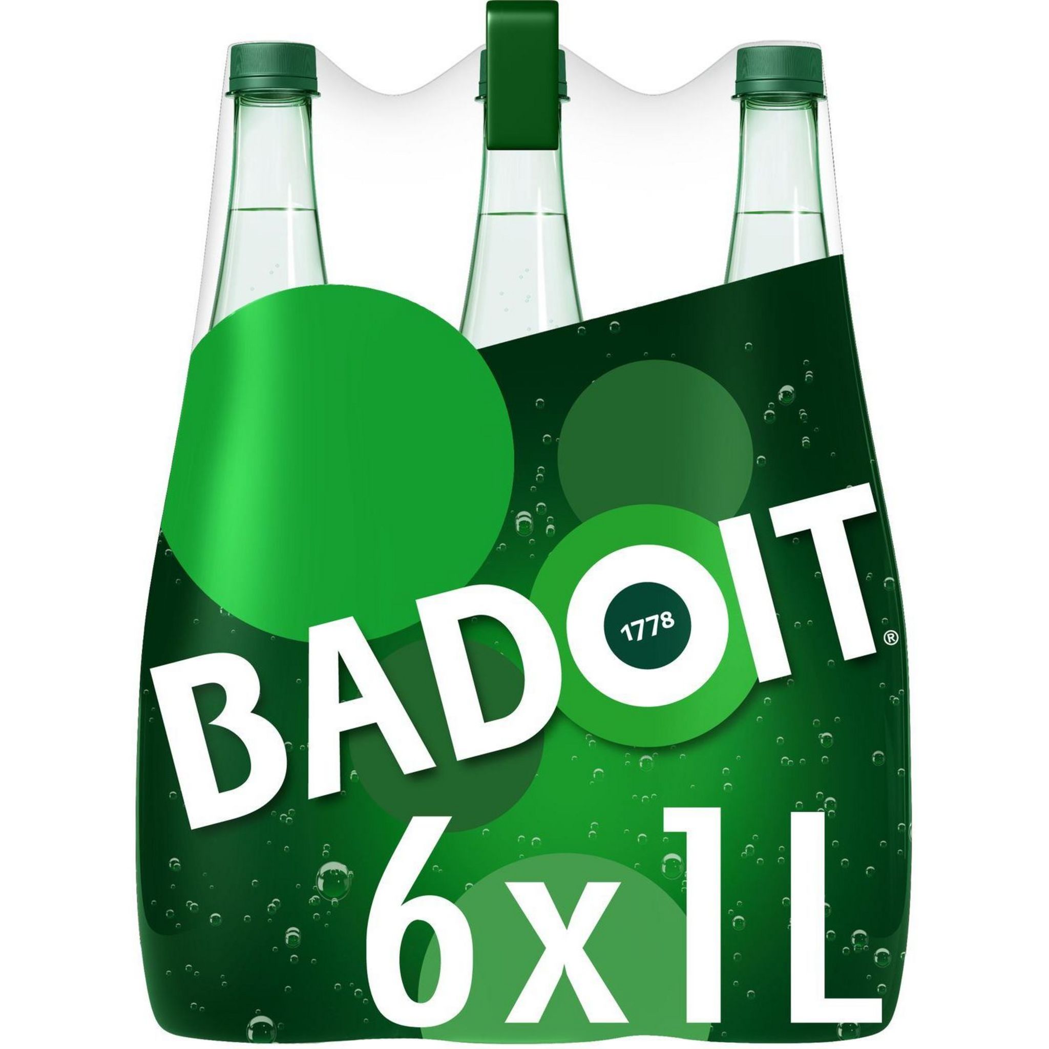 BADOIT Eau minérale gazeuse verte finement pétillante 6x1l