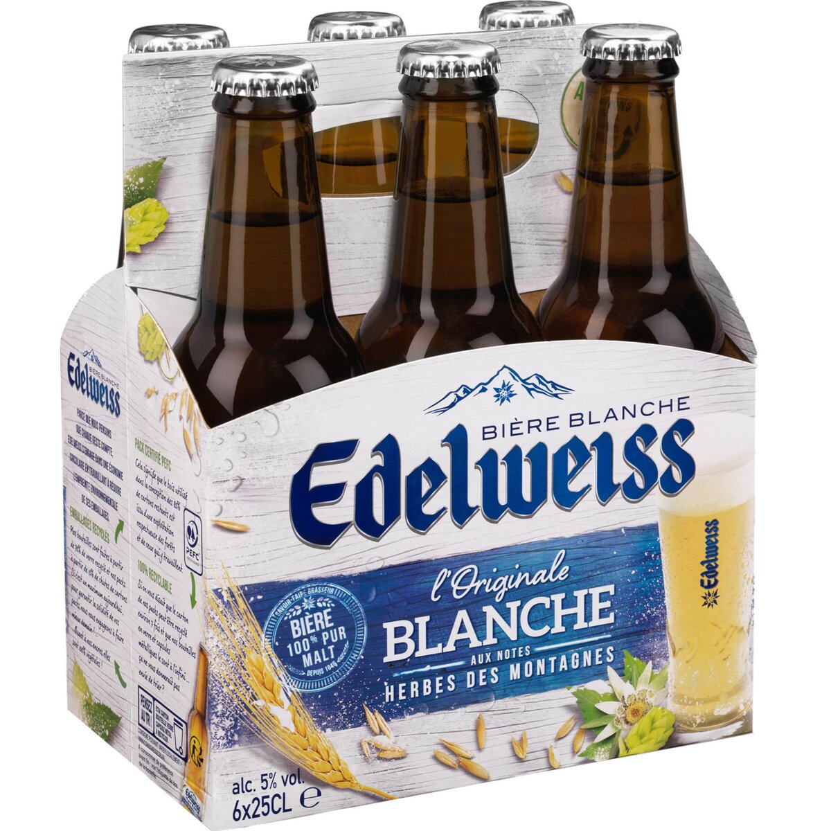 EDELWEISS Edelweiss Bière blanche arôme herbes des montagnes 5% bouteille 6x25cl 6x25cl