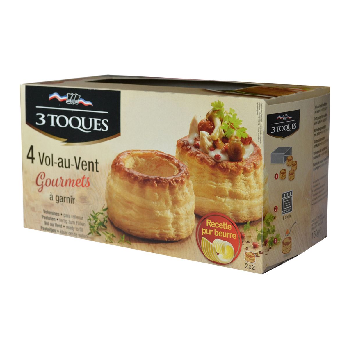 LES 3 TOQUES Vol au vent gourmet à garnir 4 pièces 160g