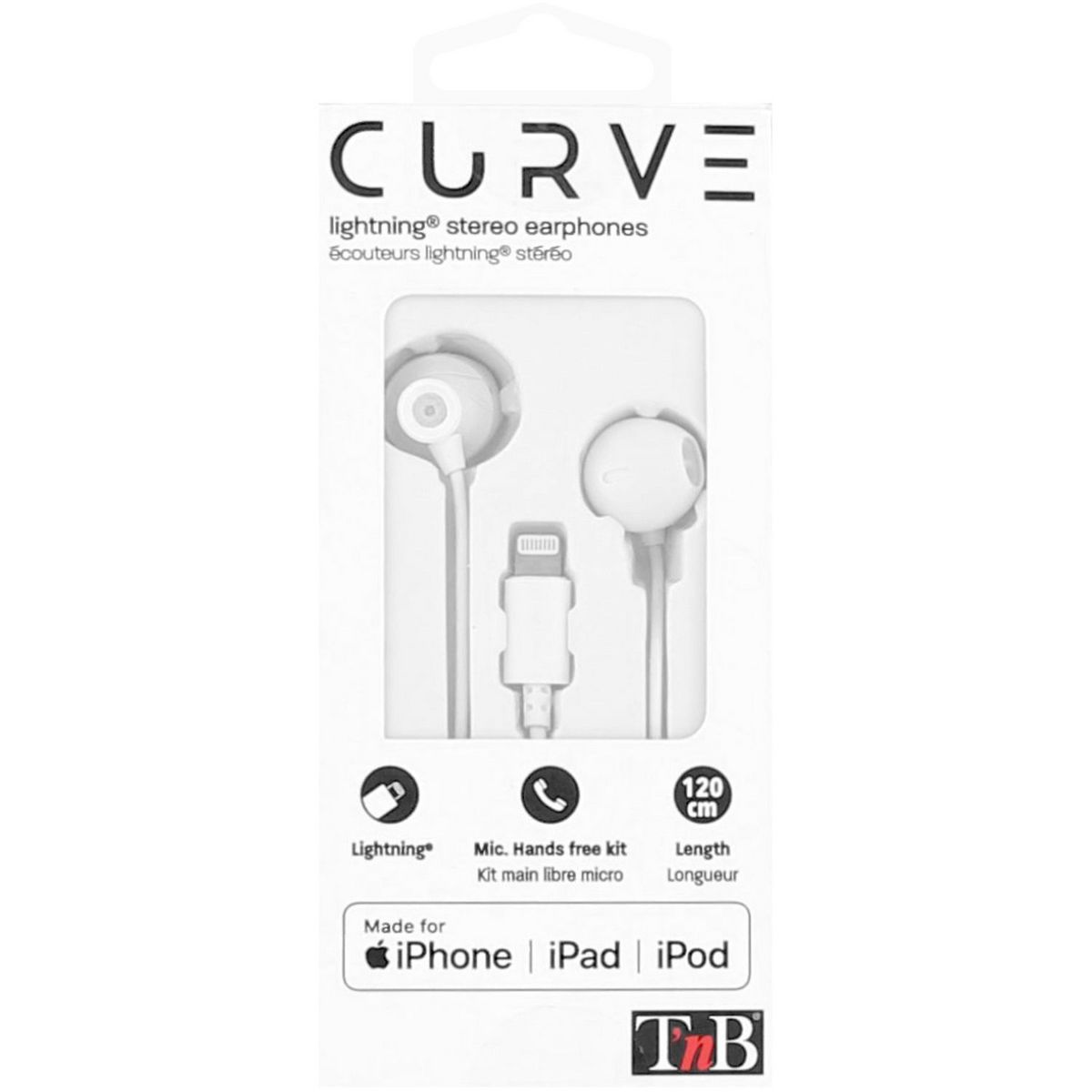 TNB Écouteurs Curve avec câble connecteur Lightning Blanc