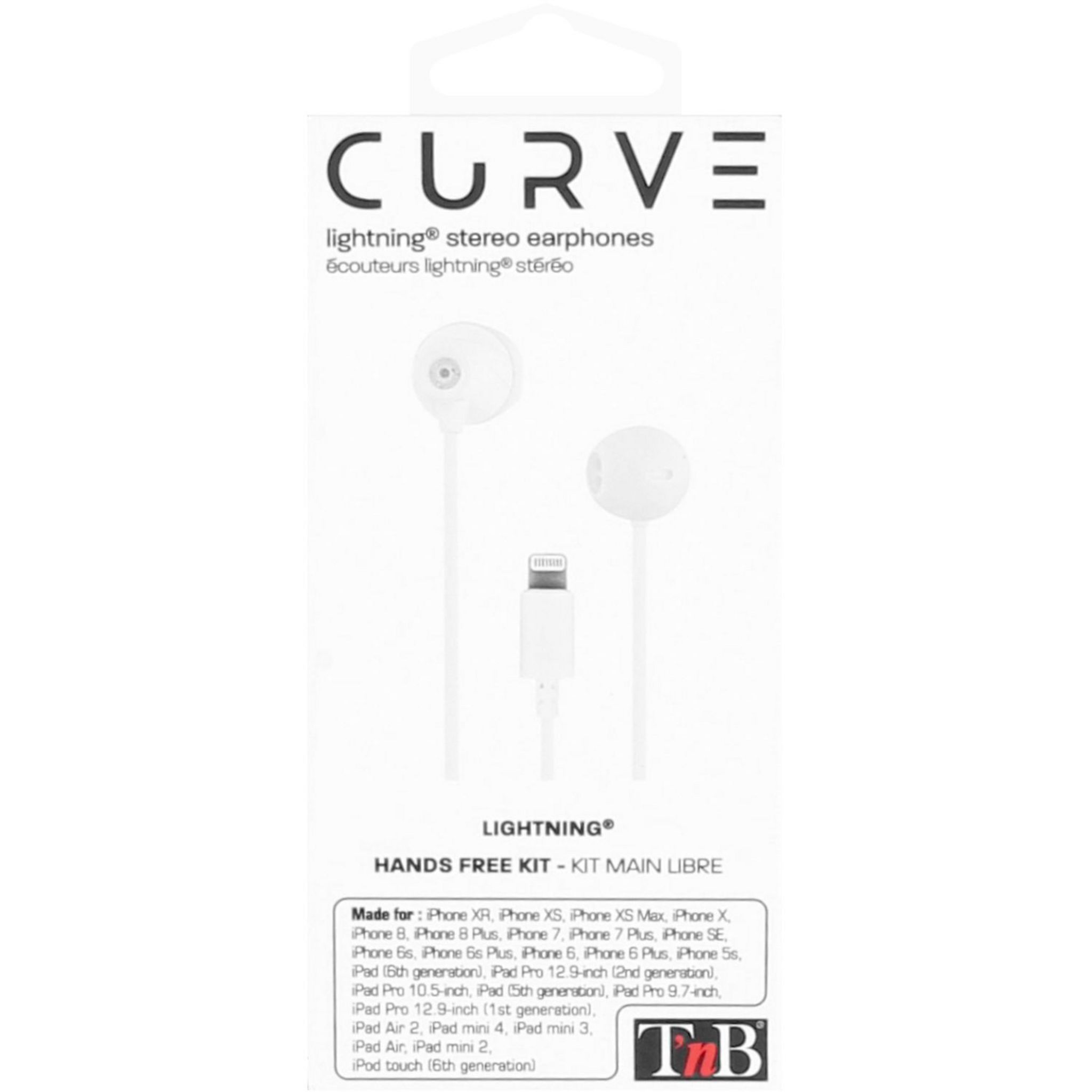 Voir la diapositive 3 : TNB Écouteurs Curve avec câble connecteur Lightning Blanc