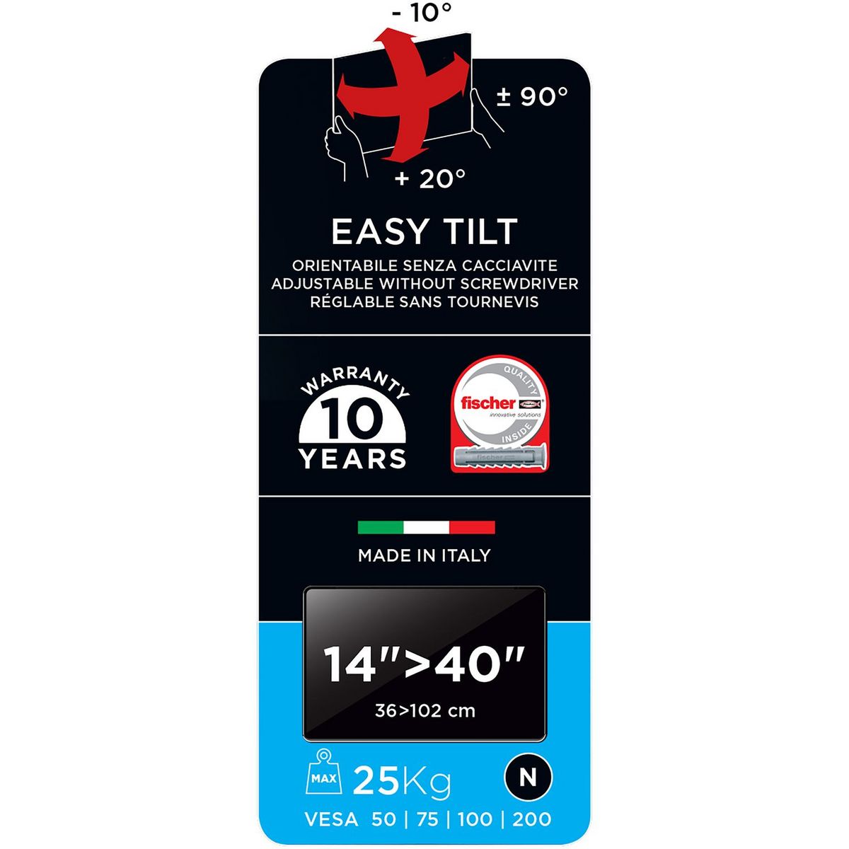 MELICONI Support TV SP 100200SDR Plus  Inclinable et Double Rotation  14 à 40 pouces - Noir