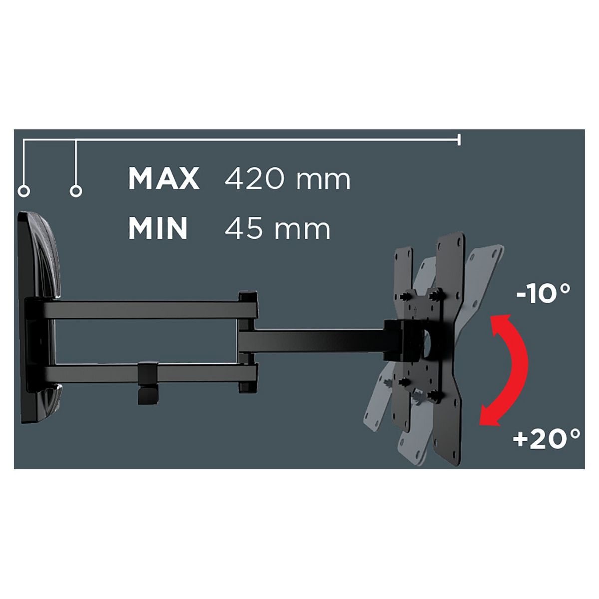 MELICONI Support TV SP 100200SDR Plus  Inclinable et Double Rotation  14 à 40 pouces - Noir