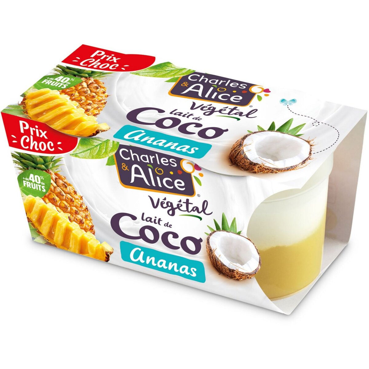 CHARLES ET ALICE Charles&Alice végétal yaourt coco sur lit d'ananas 2x115g