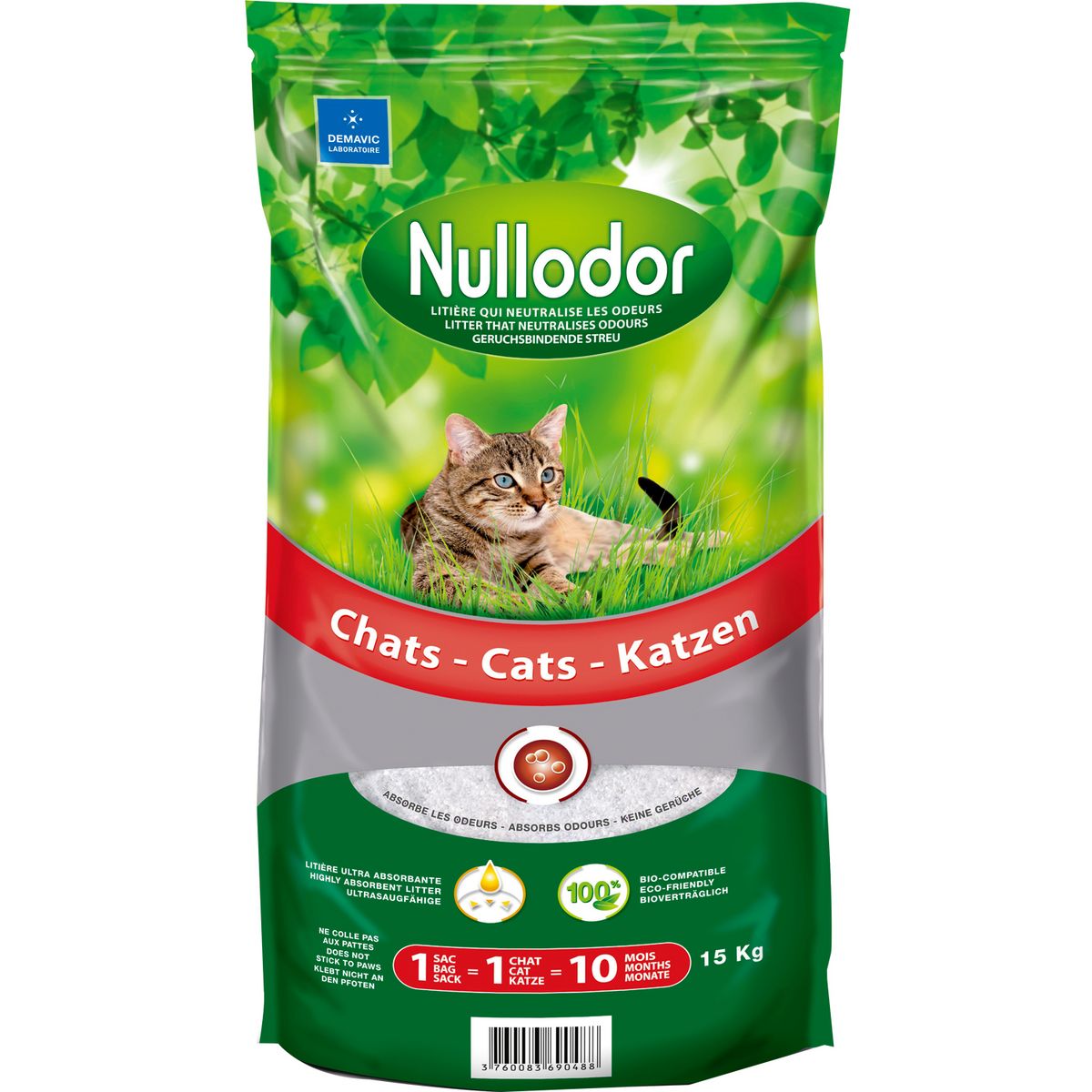 NULLODOR Litière silice pour chat 33l