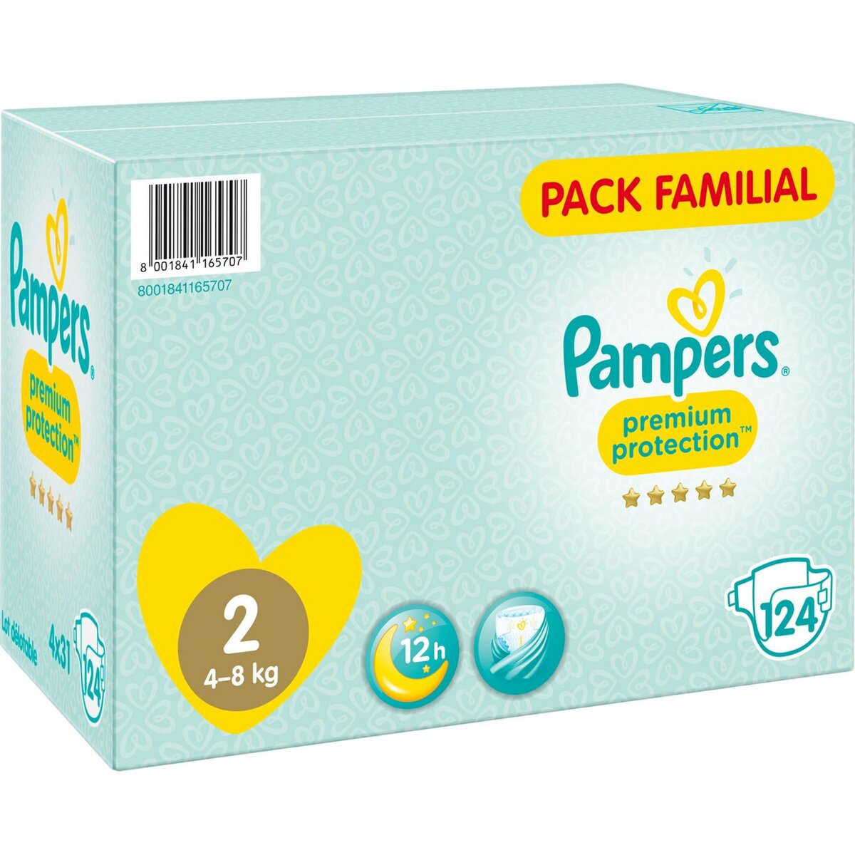 PAMPERS Pampers Premium protection mega pack couches taille 2 (4-8kg) x124  124 couches pas cher 