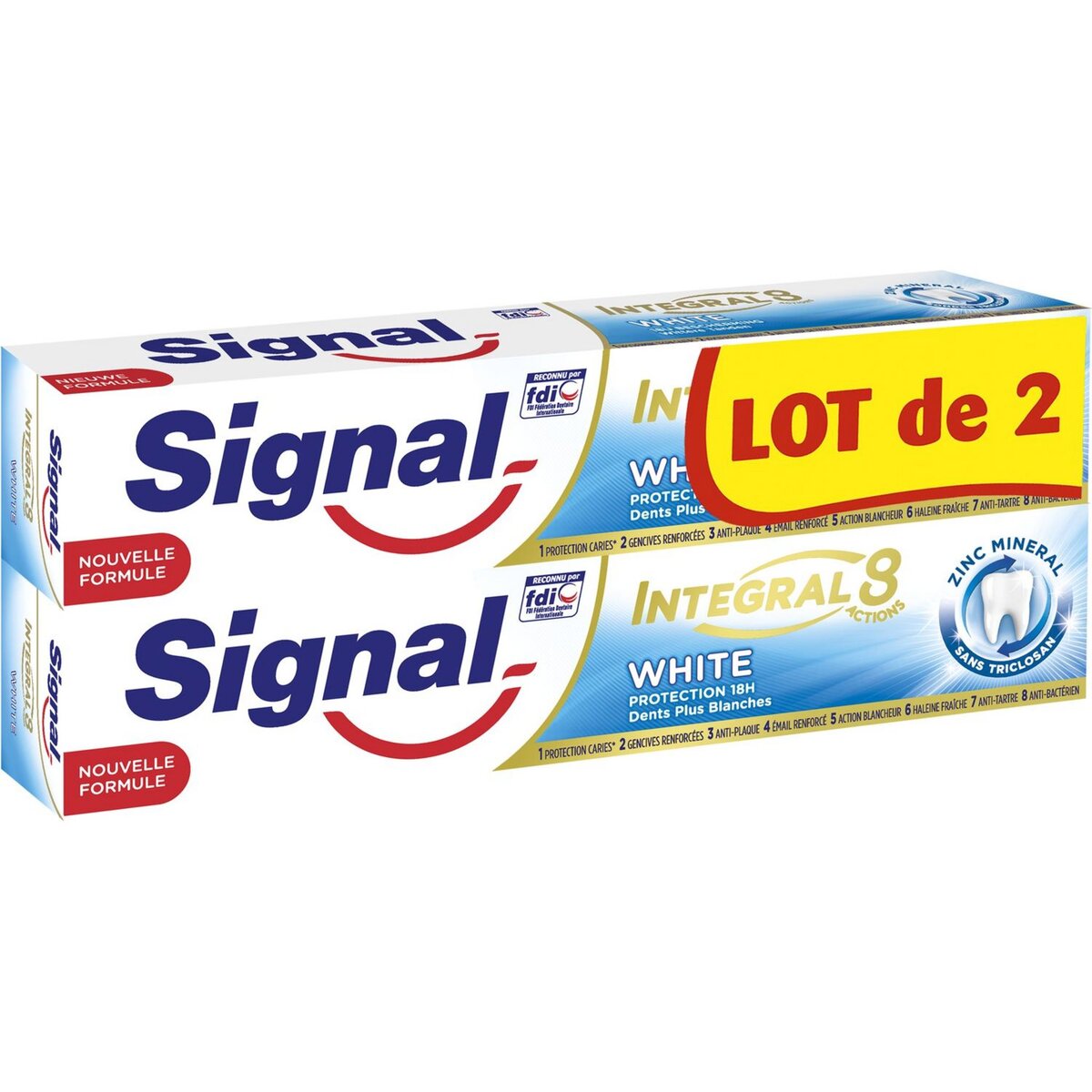 SIGNAL Signal dentifrice integral 8 white 2x75ml