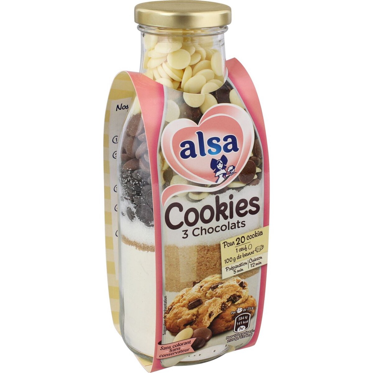 ALSA Préparation pour cookies 3 chocolats 20 pièces 400g