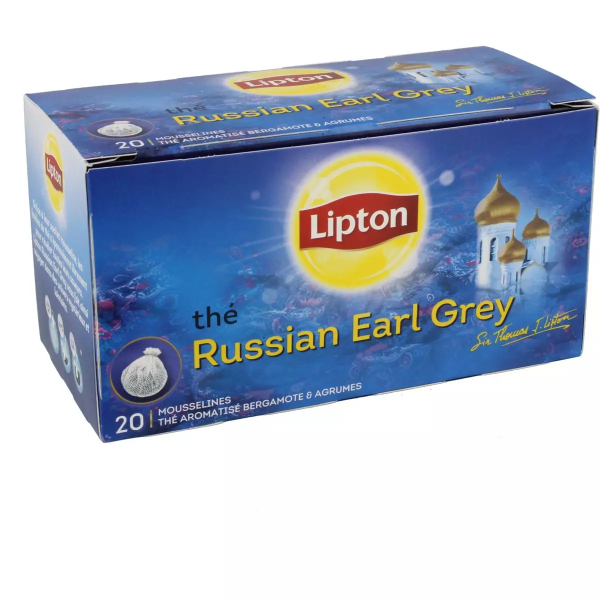 LIPTON Thé noir russian earl grey bergamote et agrumes 20 sachets 40g