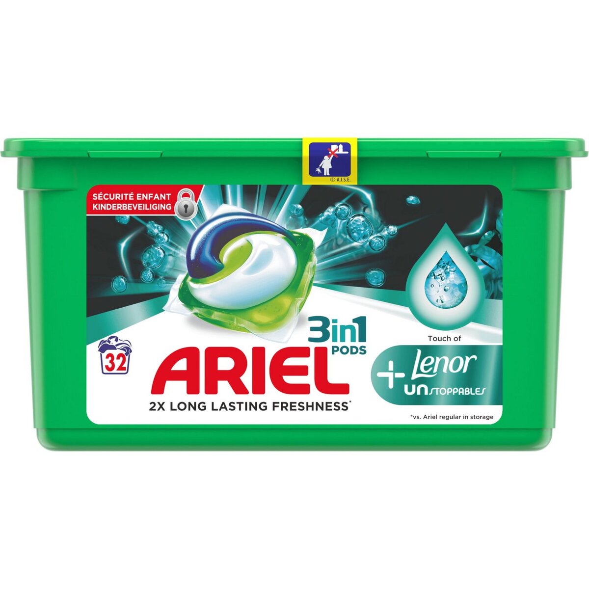 ARIEL Ariel Pods Lessive capsules touche de Lenor Unstoppables 32 lavages 32 lavages 32 capsules