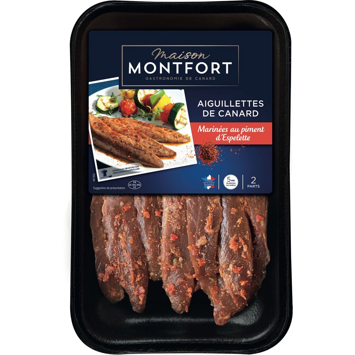 MONFORT Aiguillettes de canard marinées au piment d'Espelette 2 parts 300g