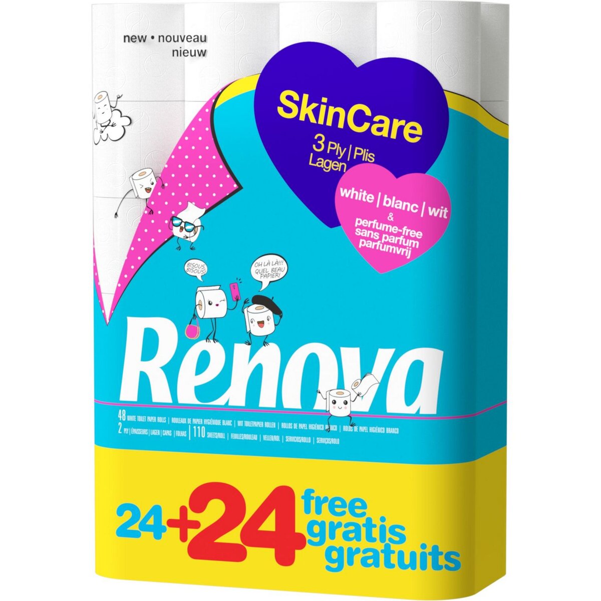 RENOVA Renova papier toilette skin care rouleau x24 +24 offerts