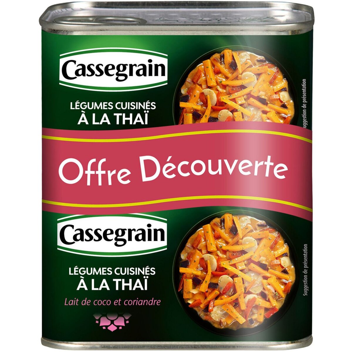CASSEGRAIN Légumes cuisinés à la thaï lait de coco et coriandre 2x375g