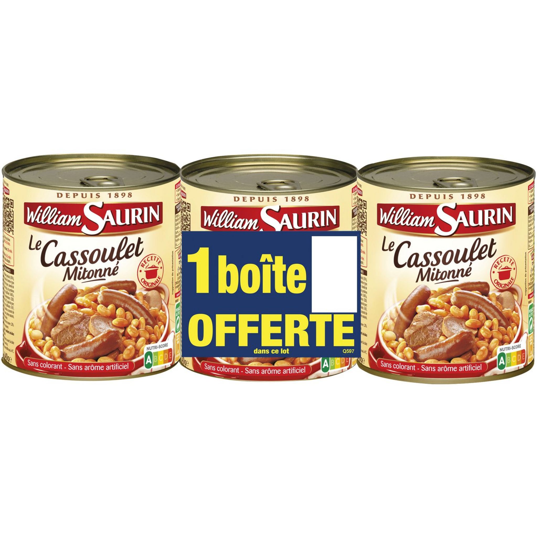 WILLIAM SAURIN Cassoulet mitonné sans colorant sans arôme artificiel 3x840g pas cher Auchan.fr