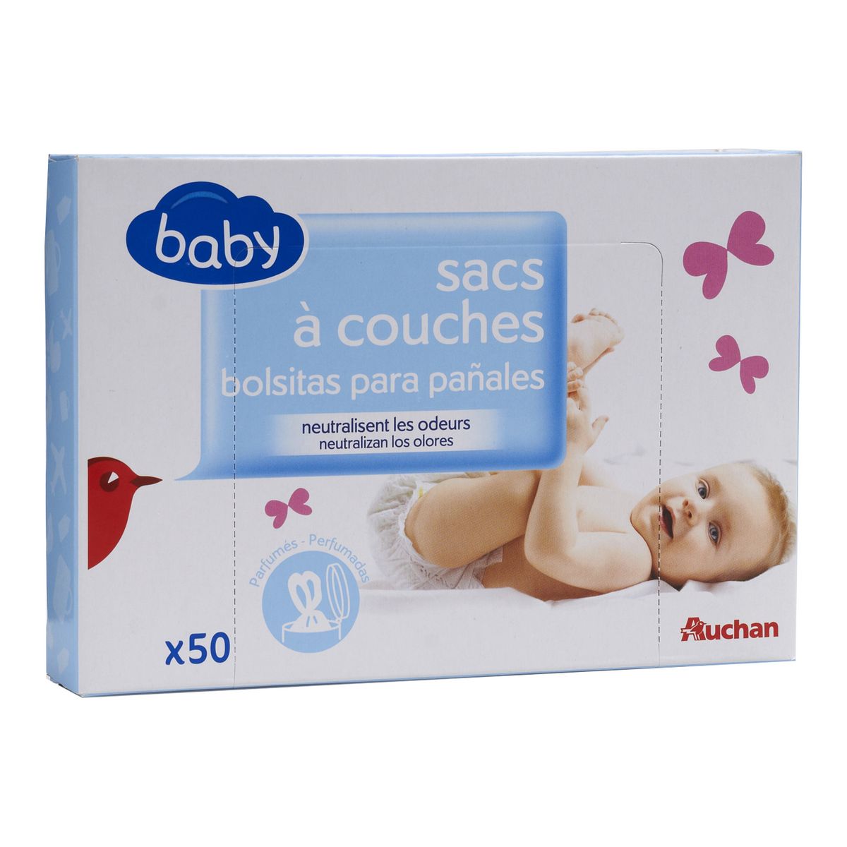 AUCHAN BABY Sac à couches 50 sacs