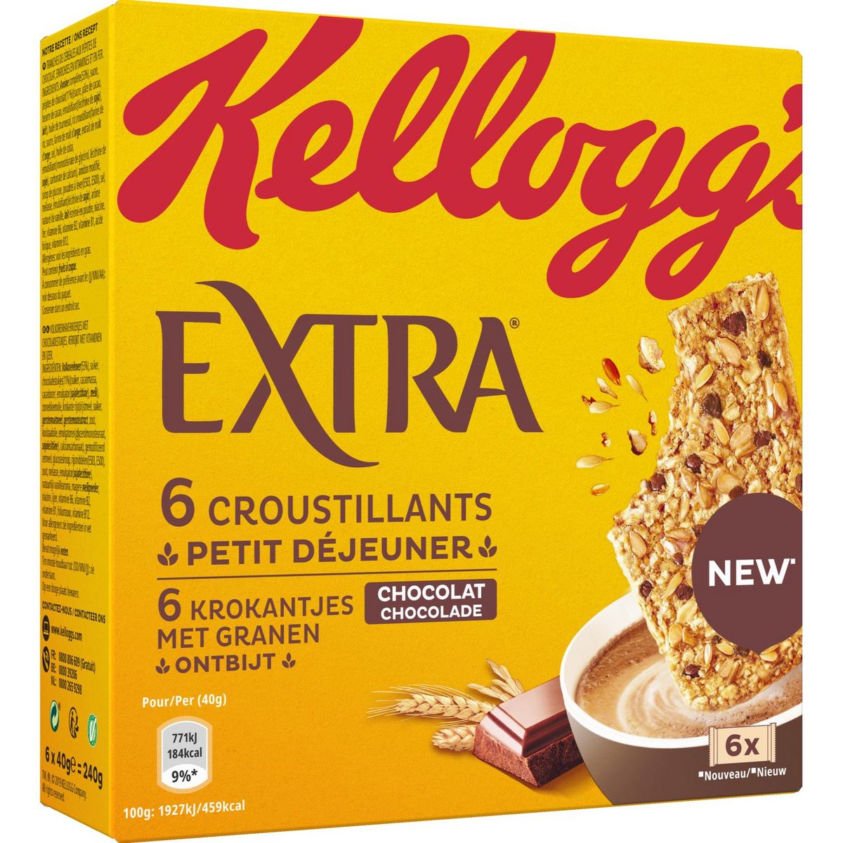 EXTRA Croustillants barres de céréales au chocolat 6 barres 6x24g