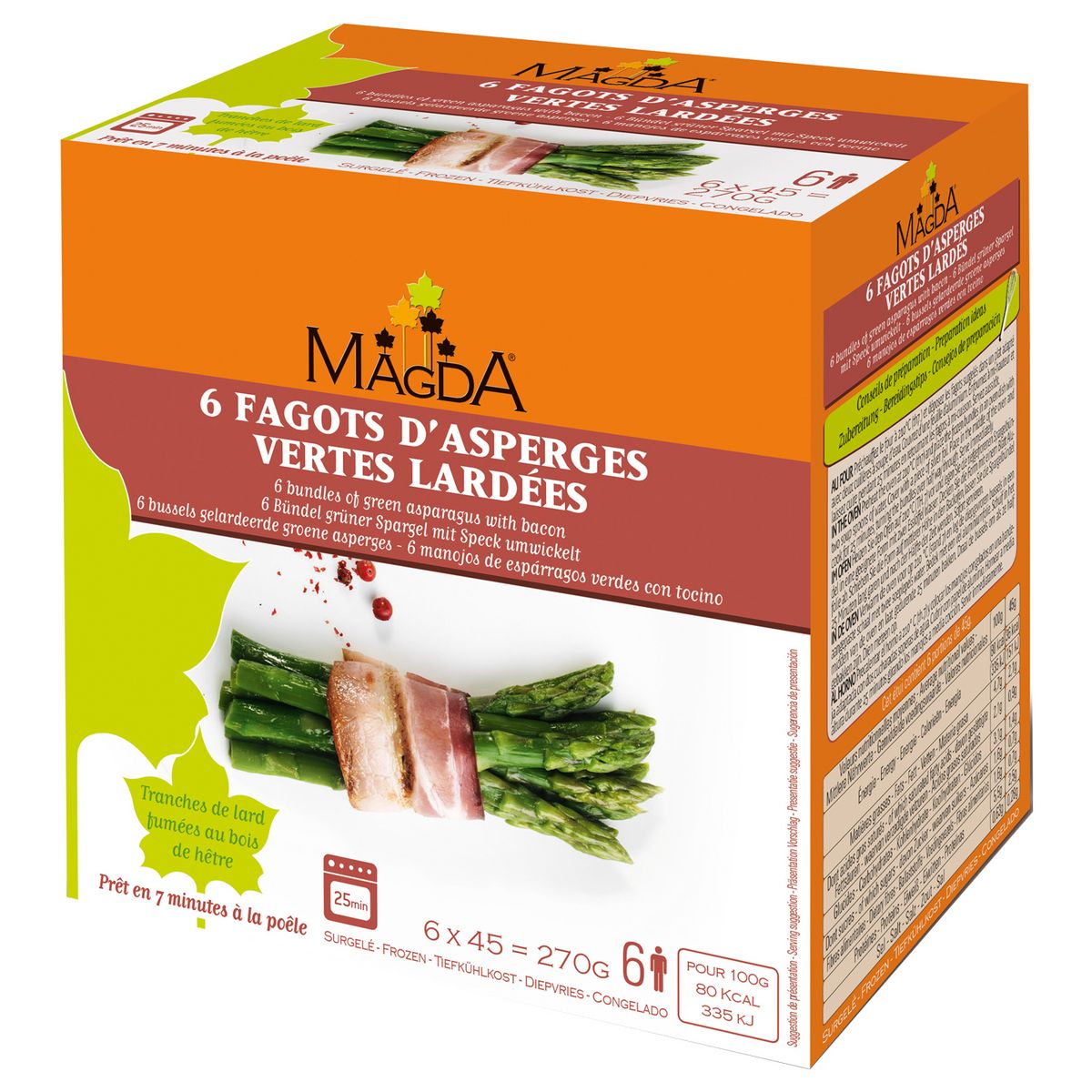 MAGDA Magda Fagots d'asperges vertes lardées 270g 6 pièces 270g