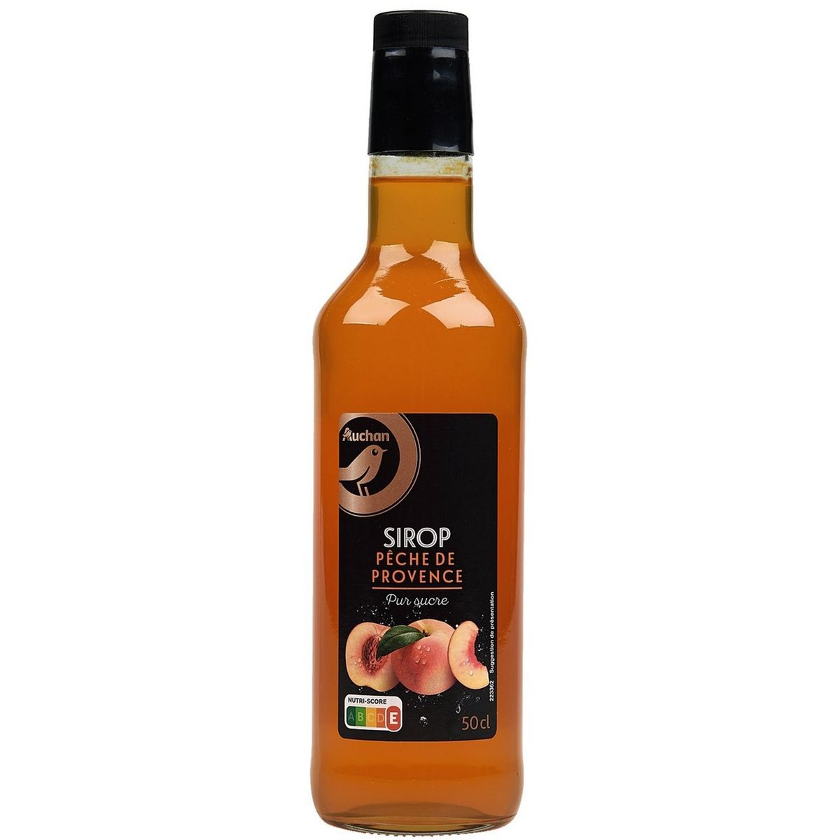 AUCHAN GOURMET Sirop de pêche de Provence bouteille verre 50cl