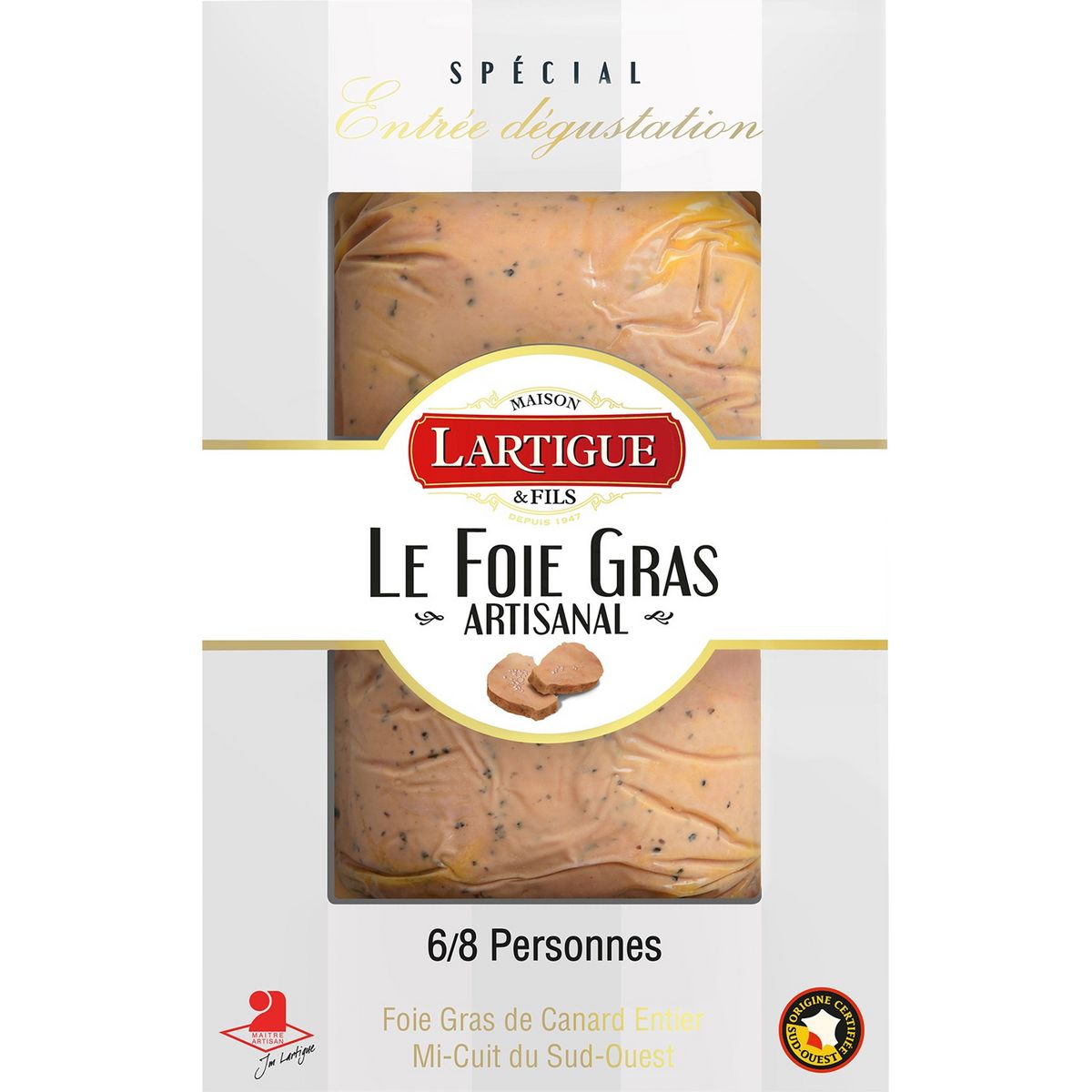 LARTIGUE Foie gras de canard entier mi-cuit du Sud-Ouest 6-8 parts 250g