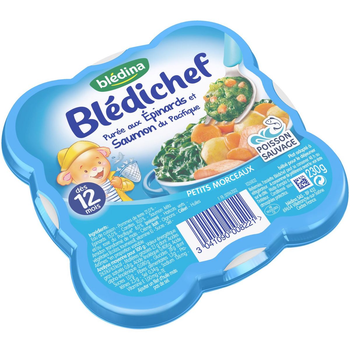 BLEDINA Blédichef purée aux épinards et saumon  230g dès 12 mois