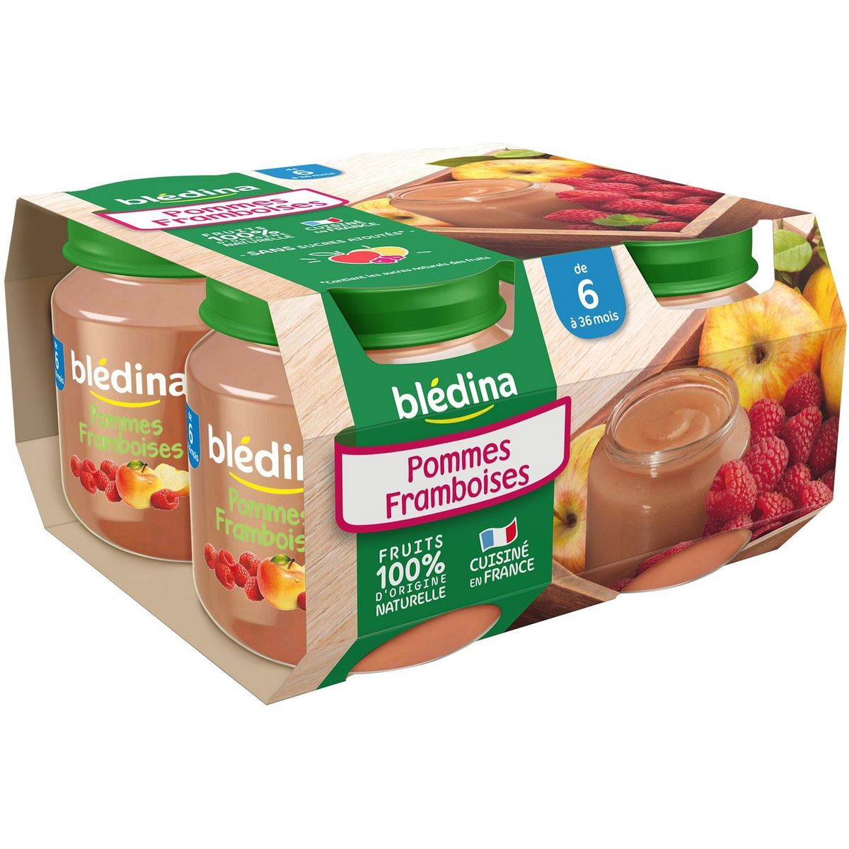 BLEDINA Petits pots pomme framboise dès 6 mois 4x130g