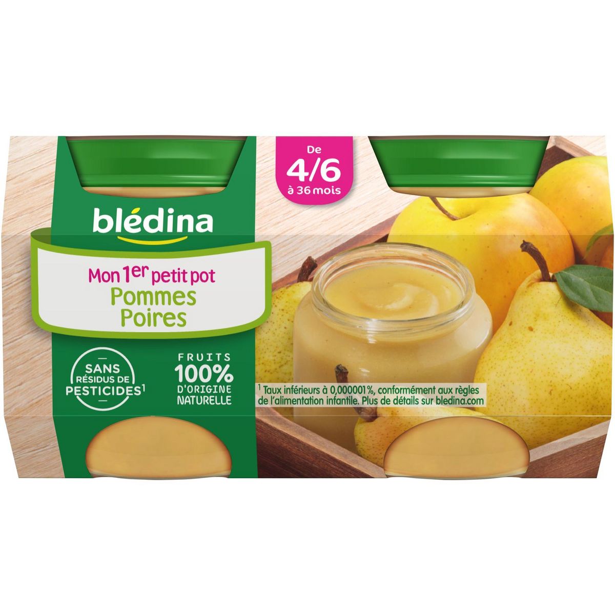BLEDINA Petit pot dessert pomme poire dès 4 mois 4x130g