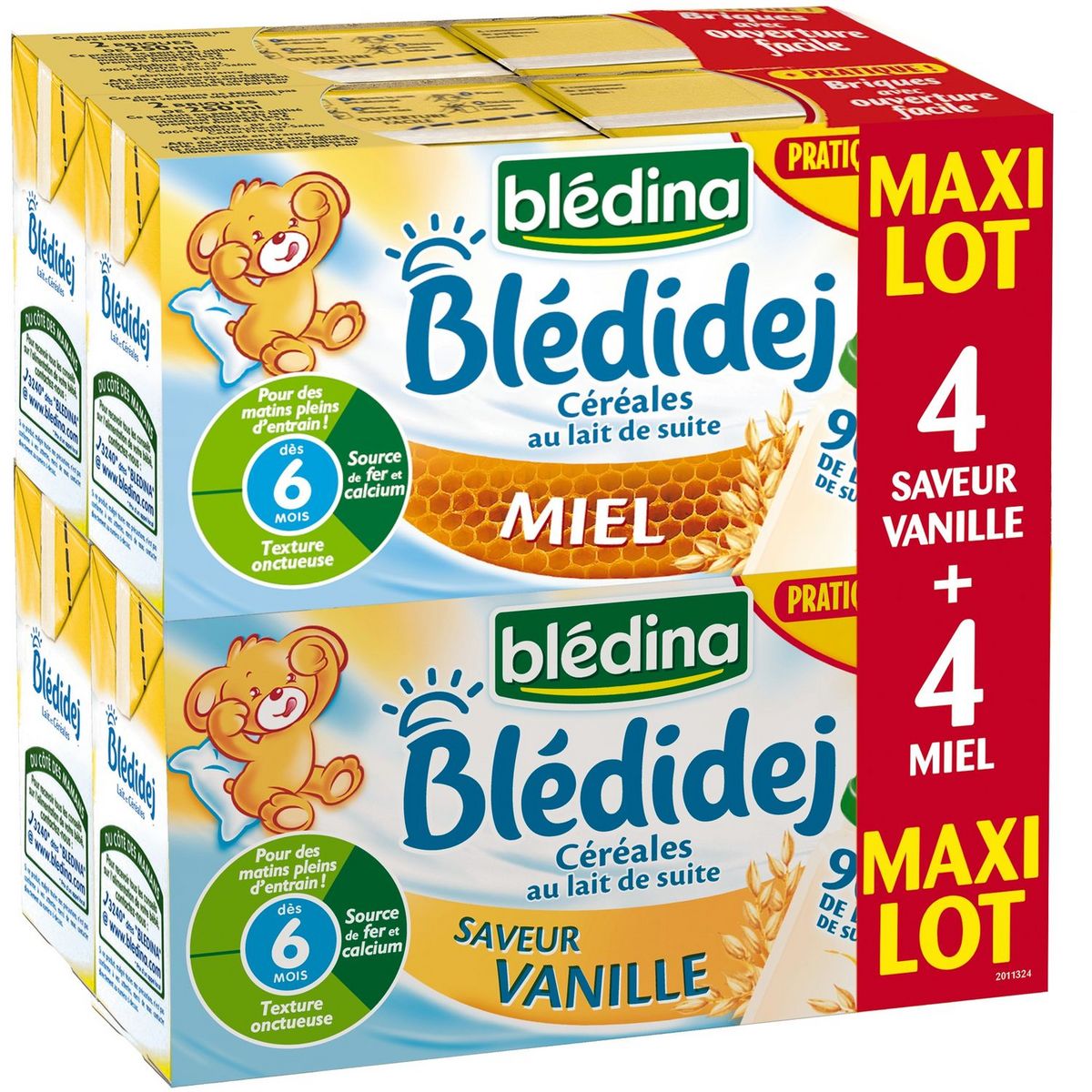 BLEDINA Blédidej vanille et miel 8x25cl dès 6 mois prix choc