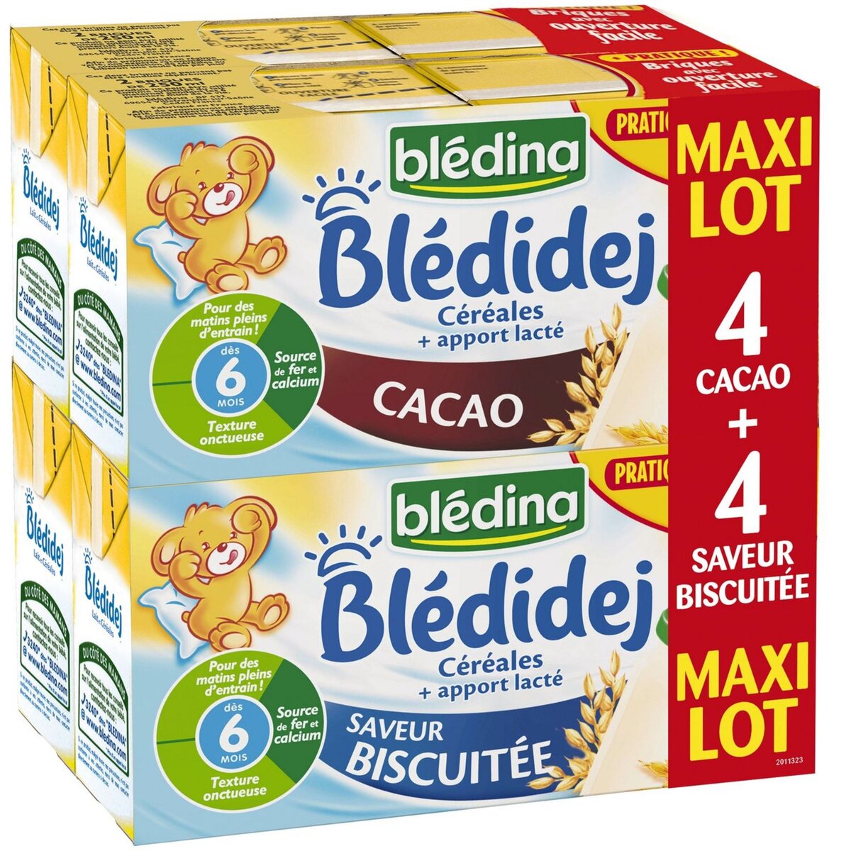 BLEDINA Blédidej cacao et biscuit lacté 8x25cl dès 6 mois prix choc