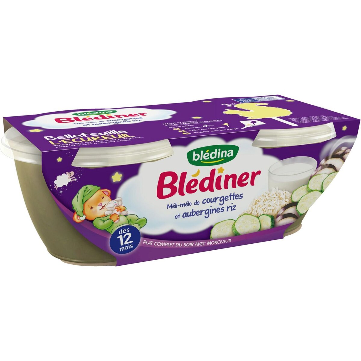 BLEDINA Blédiner bol courgettes aubergines et riz dès 12 mois 2x200g