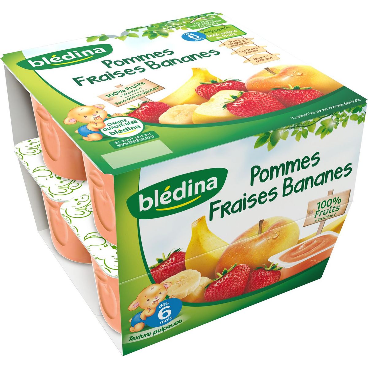 BLEDINA Blédina blédi fruits pomme fraise banane 8x100g dès 6 mois