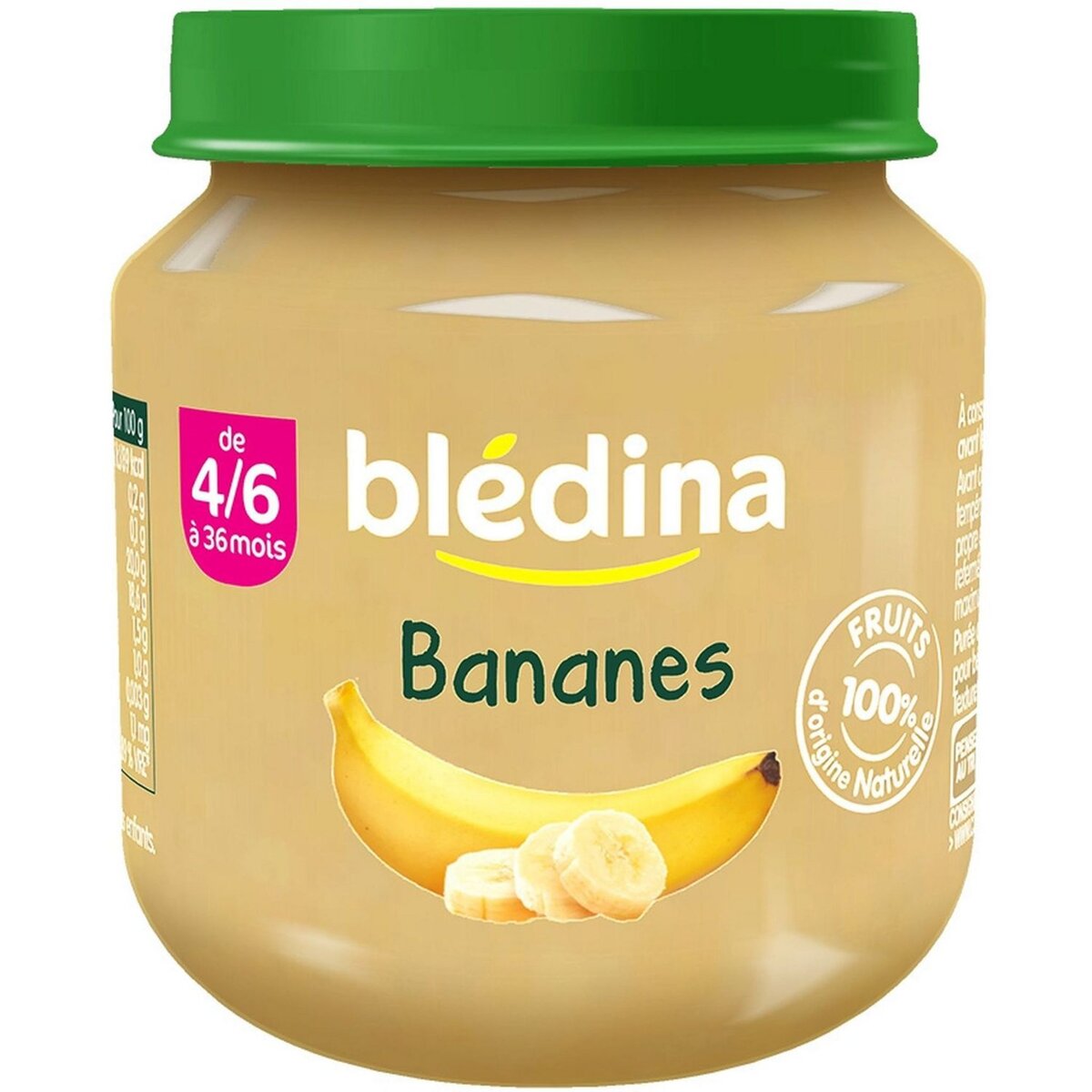 BLEDINA Petits Pots Bébé - Dès 4/6 mois - Pommes Bananes 4 pots de