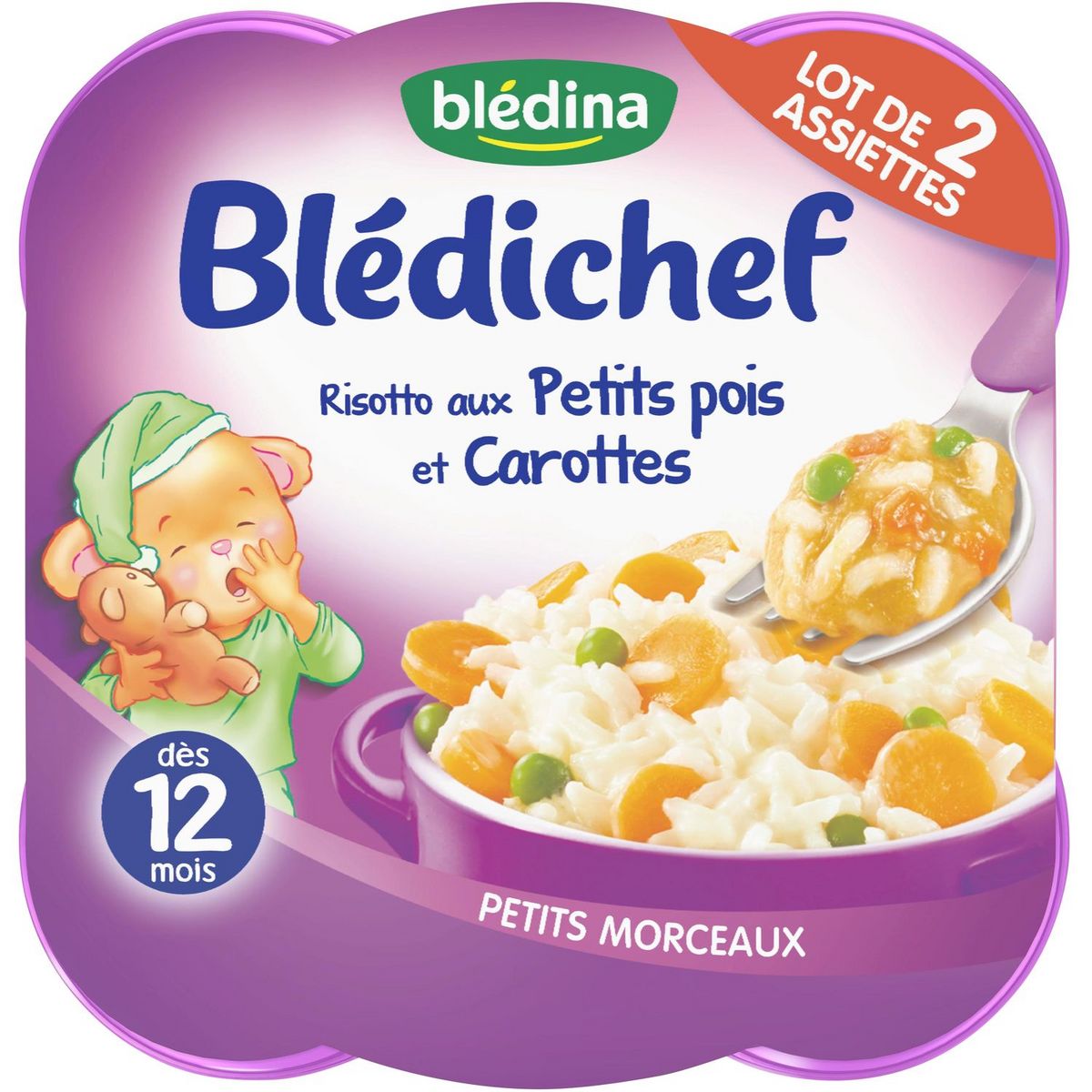 BLEDINA Blédichef risotto petit pois carottes dès 12 mois 2x230g