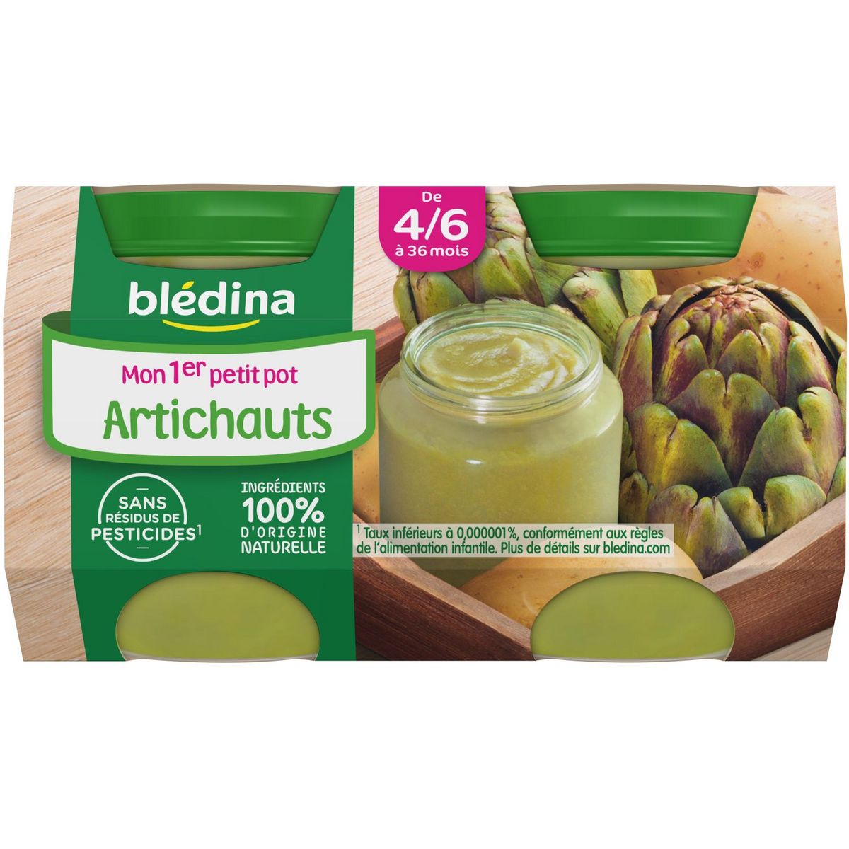 BLEDINA Mon 1er petit pot Purée d'artichaut dès 4 mois 2x130g