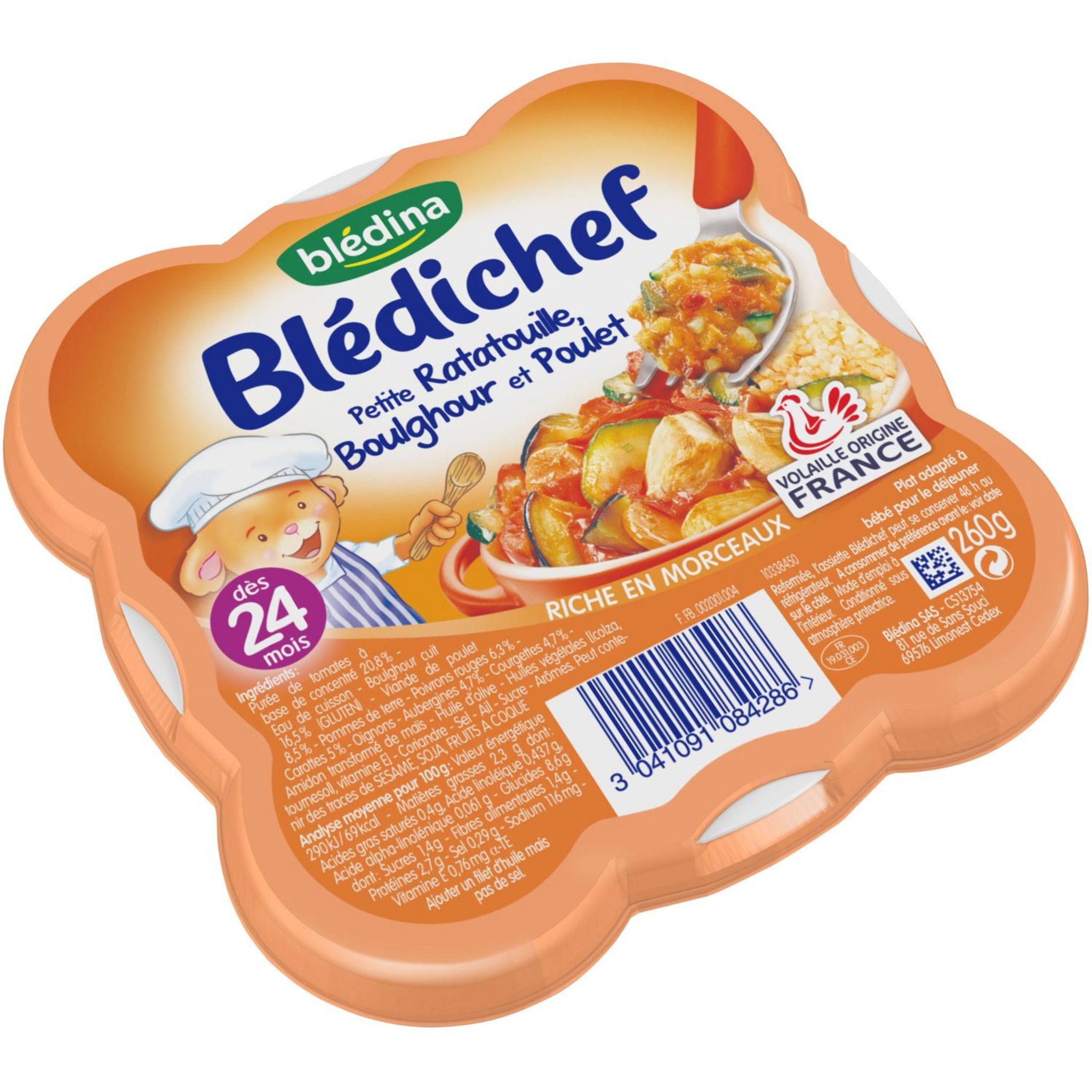 Blédichef Ratatouille Boulghour & Poulet Bledina - Petit Plat Bébé Dès 18 Mois - 250g
